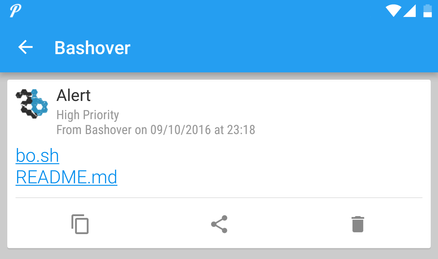 Notification received on mobile phone