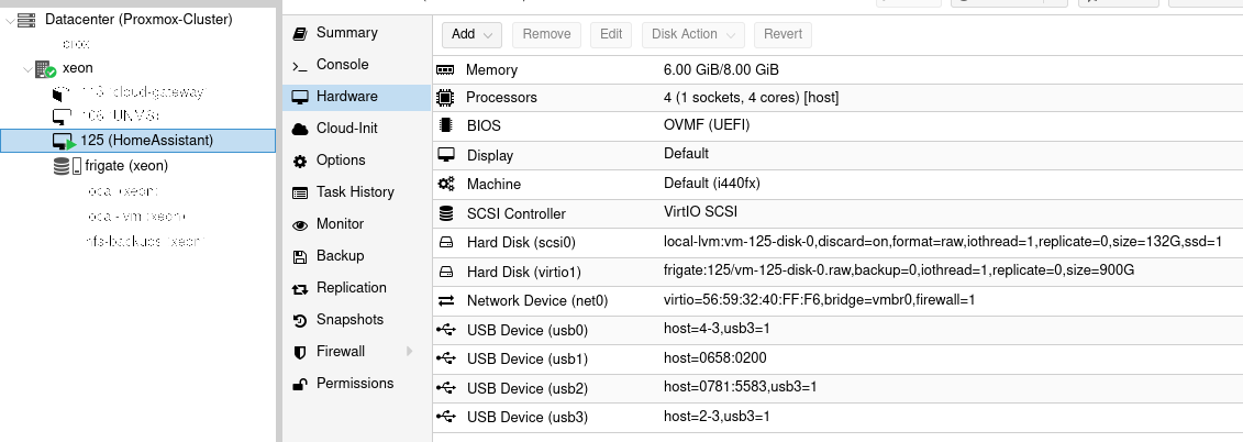 Proxmox Disk Image added as Hardware device to HAOS VM